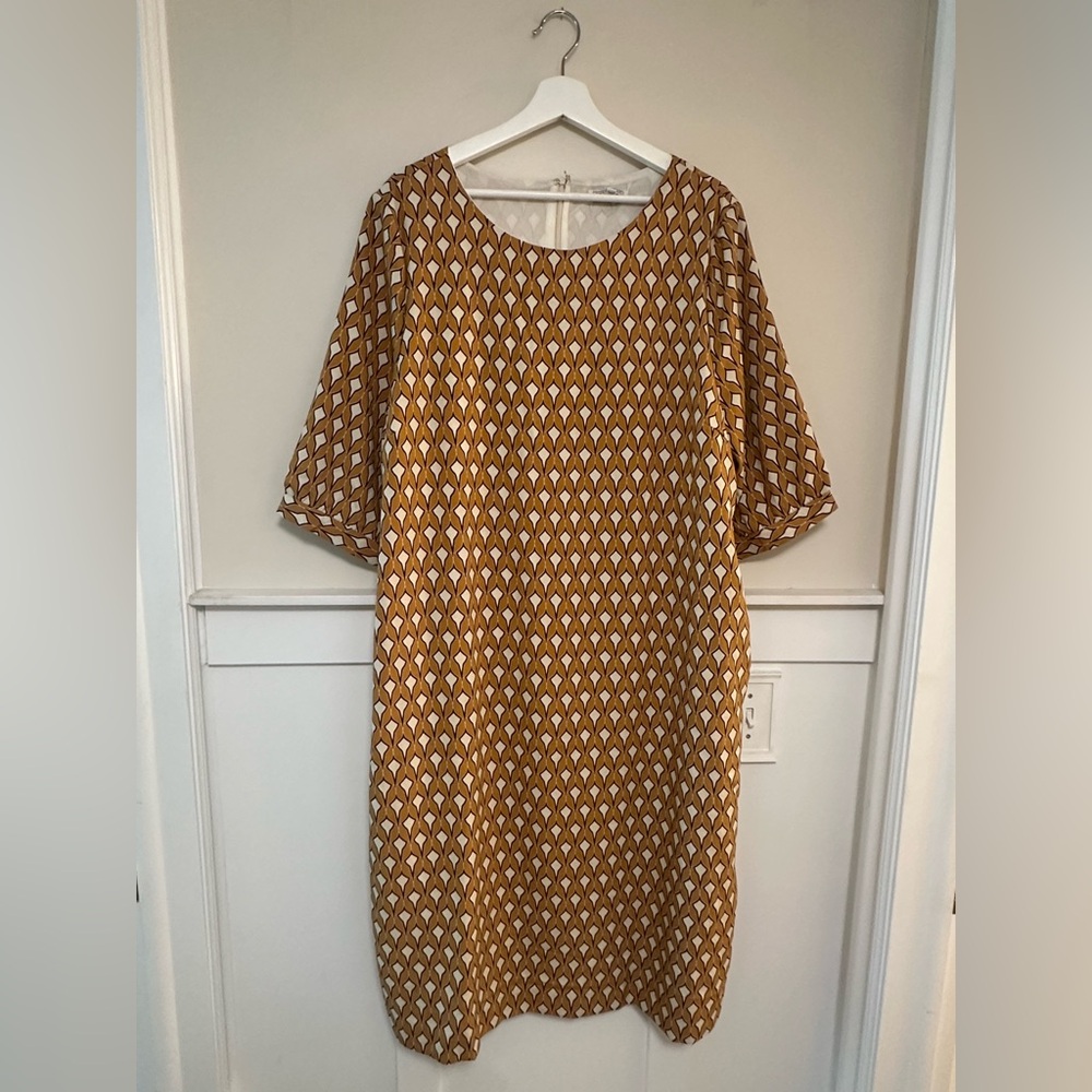Geometric Mustard Yellow Dress (knee length)